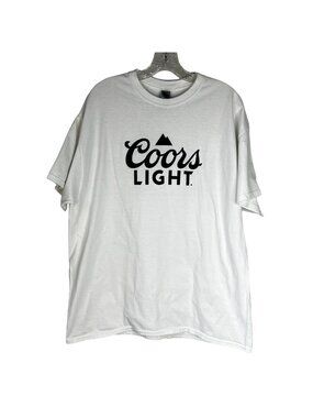 Coors Light Beer Tshirt Mens XL White Casual Gildan Casual Short Sleeves